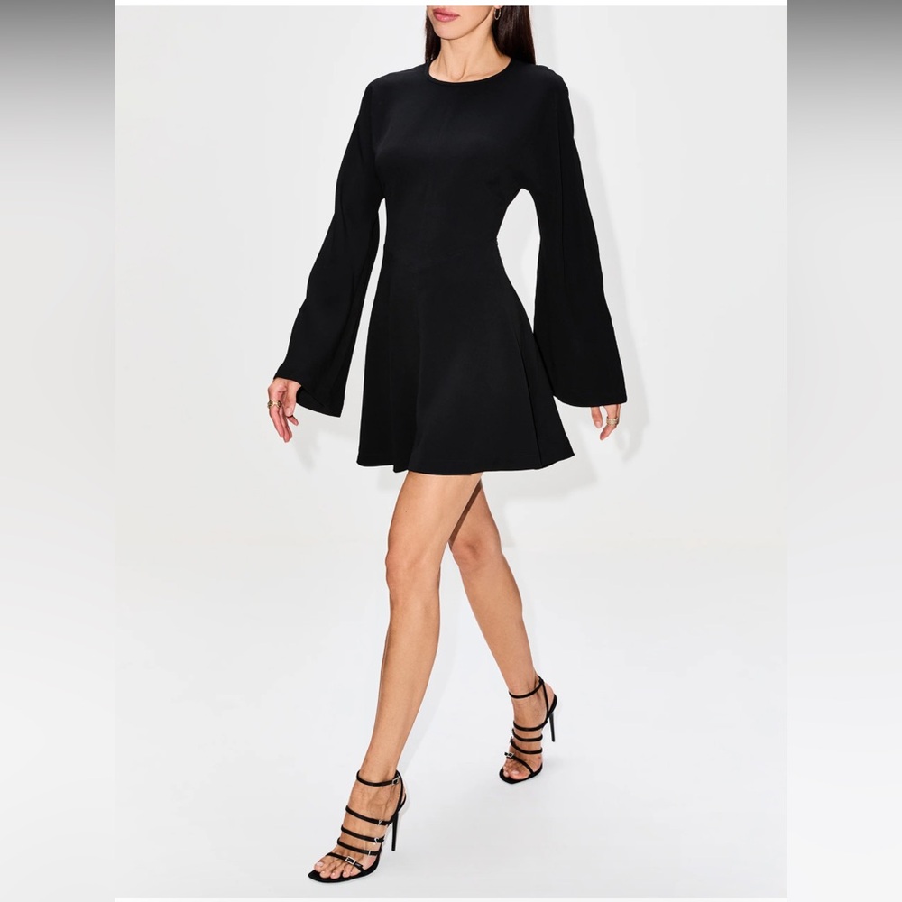 La Ligne Black Long-Sleeve Fit-and-Flare Mini Dress